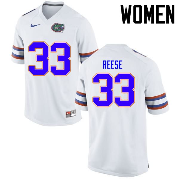 Women's NCAA Florida Gators David Reese #33 Stitched Authentic Nike White College Football Jersey HEL8465FL